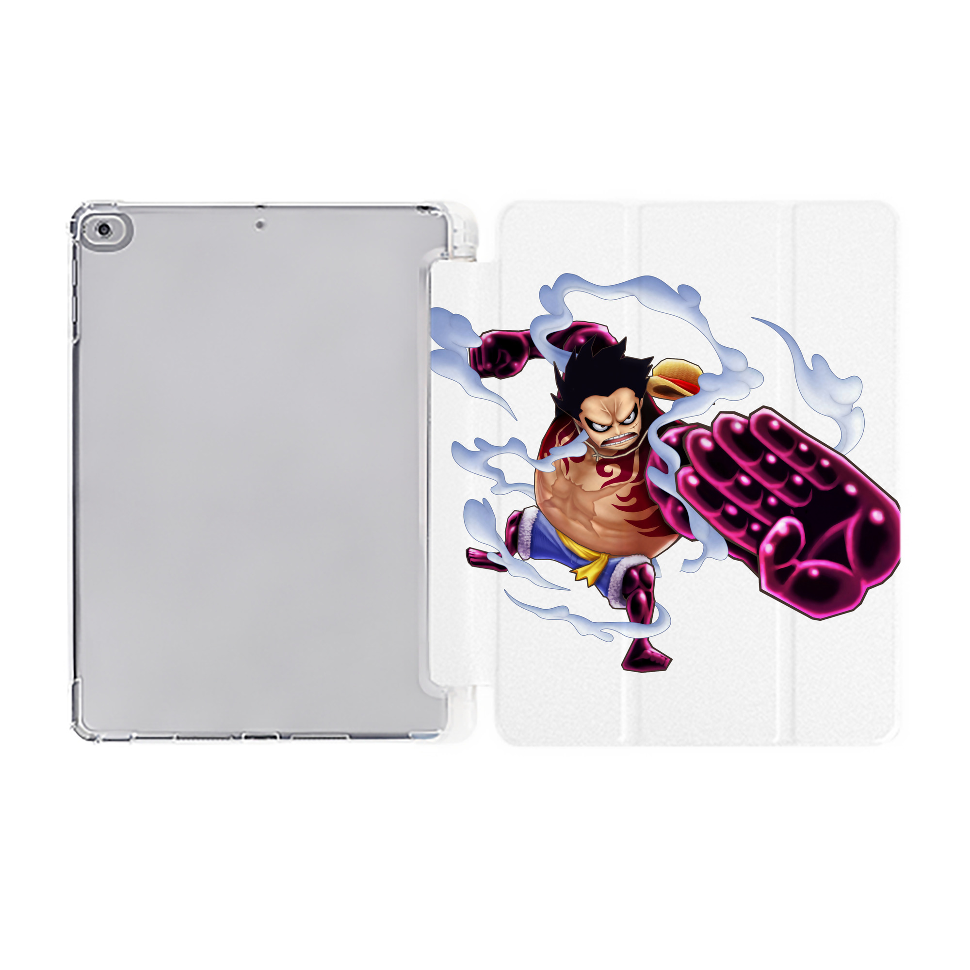 （画像用） ワンピース モンキー・D・ルフィ ONE PIECE Monkey D. Luffy IPad ケース ペン収納付き 三つ折りスタンド PUレザー×シリコン 対応機種9.5/10.5/10.9インチ
